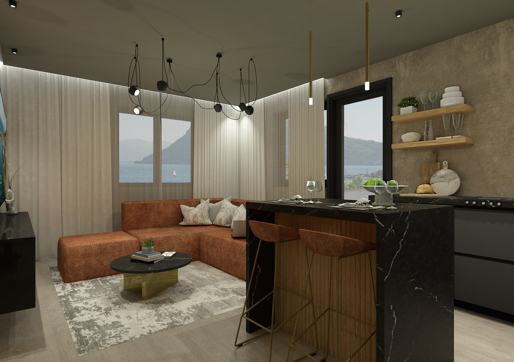 render 3d zona living