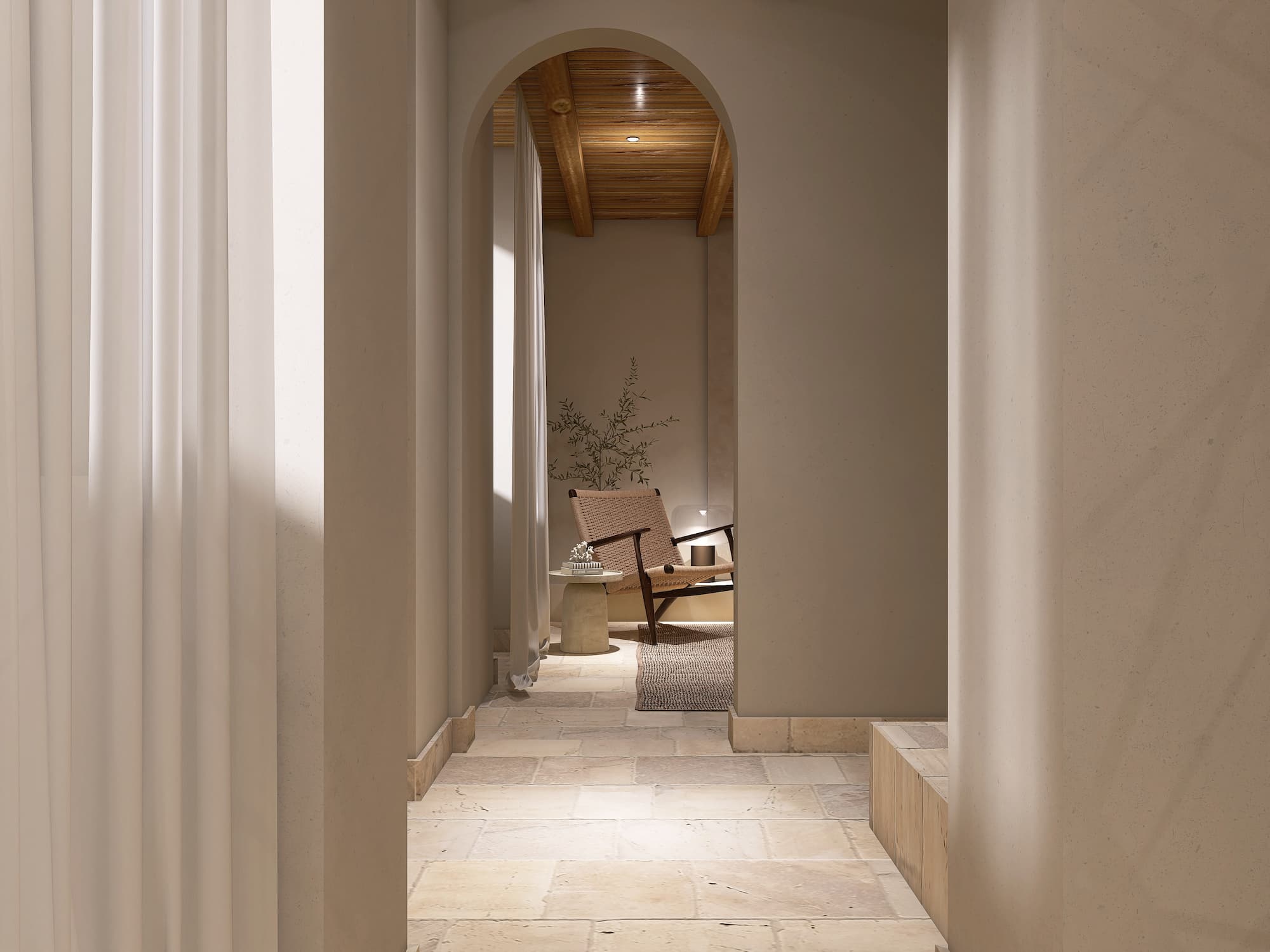 soggiorno stile wabi sabi